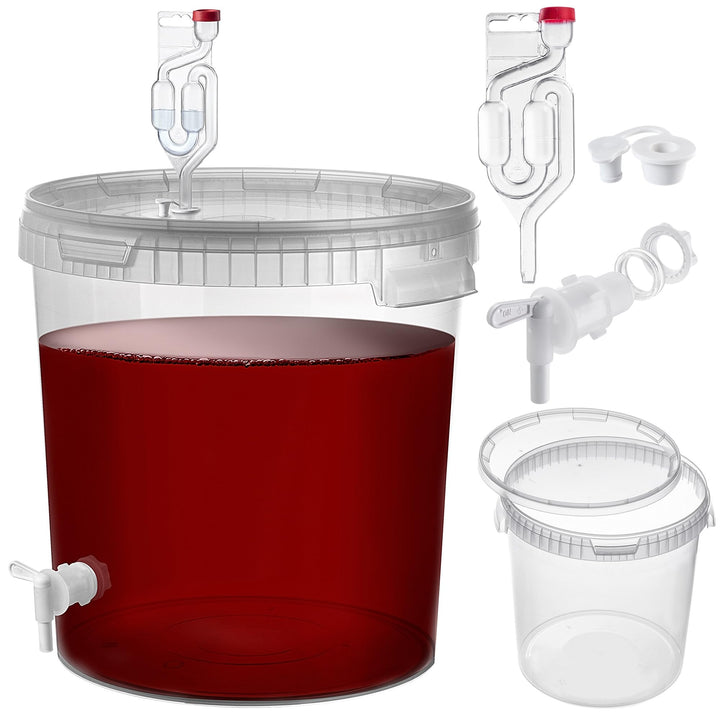 KADAX Gäreimer 33L Set mit Auslaufhahn, Gärröhrchen & Gummistopfen, Gärbehälter aus Kunststoff mit A