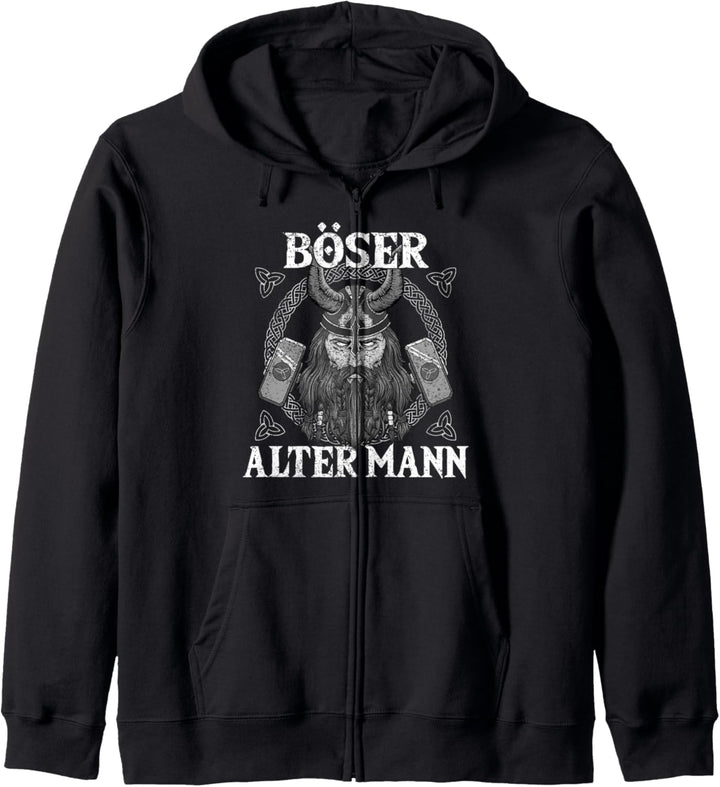 Böser Alter Mann, Nordische Mythologie, Opa, Wikinger, Biker Kapuzenjacke