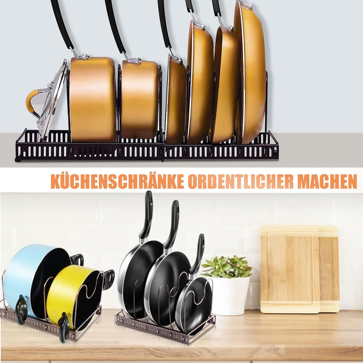 MASTERTOP Pfannenhalter für Schublade,Erweiterbarer Deckelhalter Topfdeckelhalter mit 8 Verstellbare