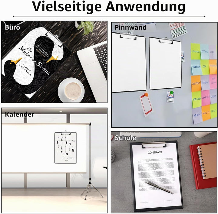 6 Stück Kunststoff Klemmbrett A4, Klemmbrett A4 Kunststoff Klemmbrettmappe mit Metalklemme und Aufhä