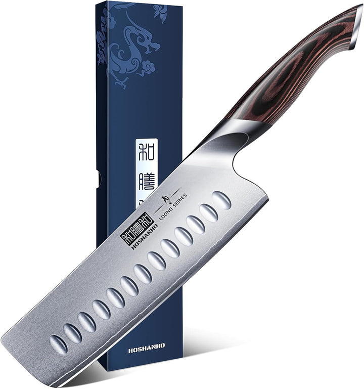 HOSHANHO Küchenmesser Nakiri Japanisches Kochmesser 18 cm AUS-10-Edelstahl Scharfe Messer mit hohem
