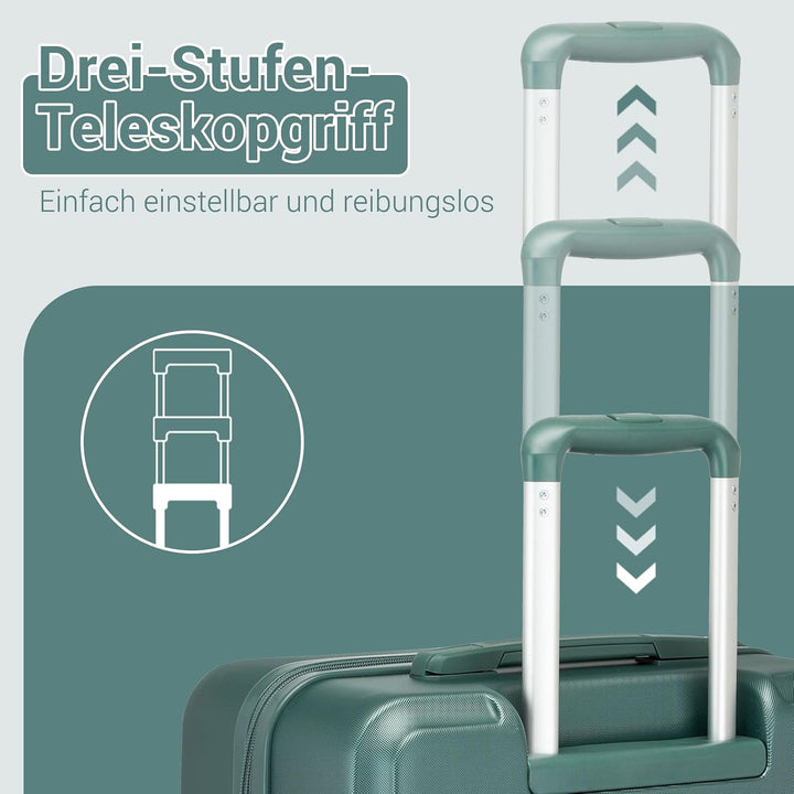 KONO Kofferset 3 Teilig Hartschale Leicht ABS+PC Koffer Handgepäck/Mittelgross/Gross Reisekofferset