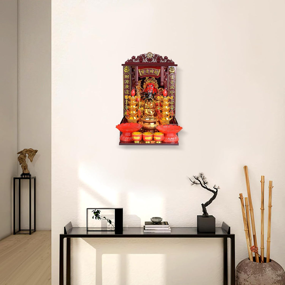 Garneck Holz Buddha Regal Wandmontage Buddhistischer Schrein Tischständer Retro Chinesischer Stil Fü