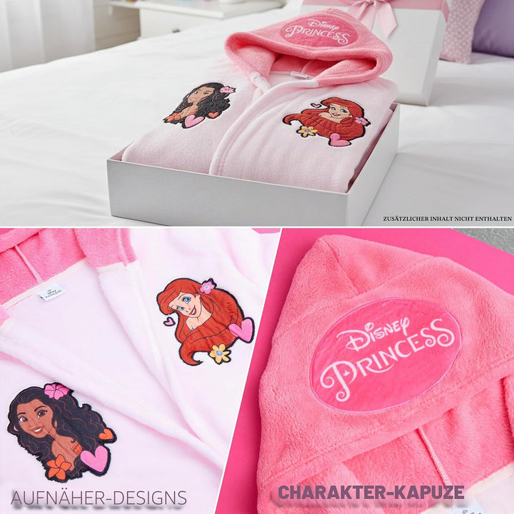 Get Trend Bademantel Mädchen, Flauschig mit Prints von Stitch und Angel, Barbie, Disney Prinzessinne