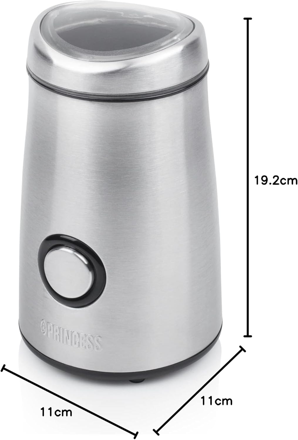 Princess 01.242196.01.001 Kaffeemühle Edelstahl Deluxe 50 g - Edelstahlgehäuse, 150 W, silber