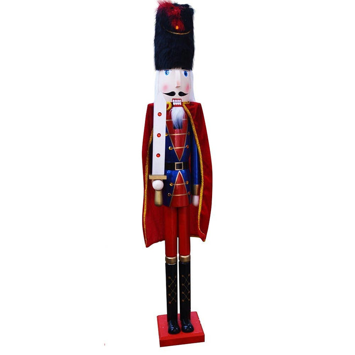 BAKAJI Riesiger hölzerner Nussknacker Soldat Weihnachtsnussknacker Höhe 106 cm Gemalte Kleider Bart