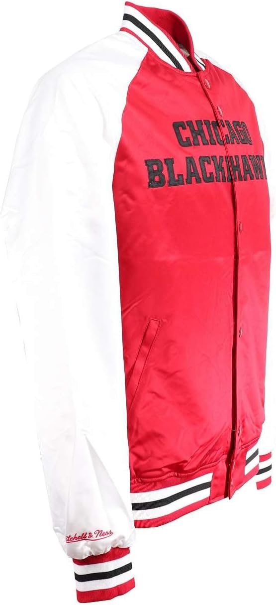Mitchell & Ness NBA Hometown LW Satin Jacket, White S #5-Blackhawks-Scarlet-31098, S #5-Blackhawks-S