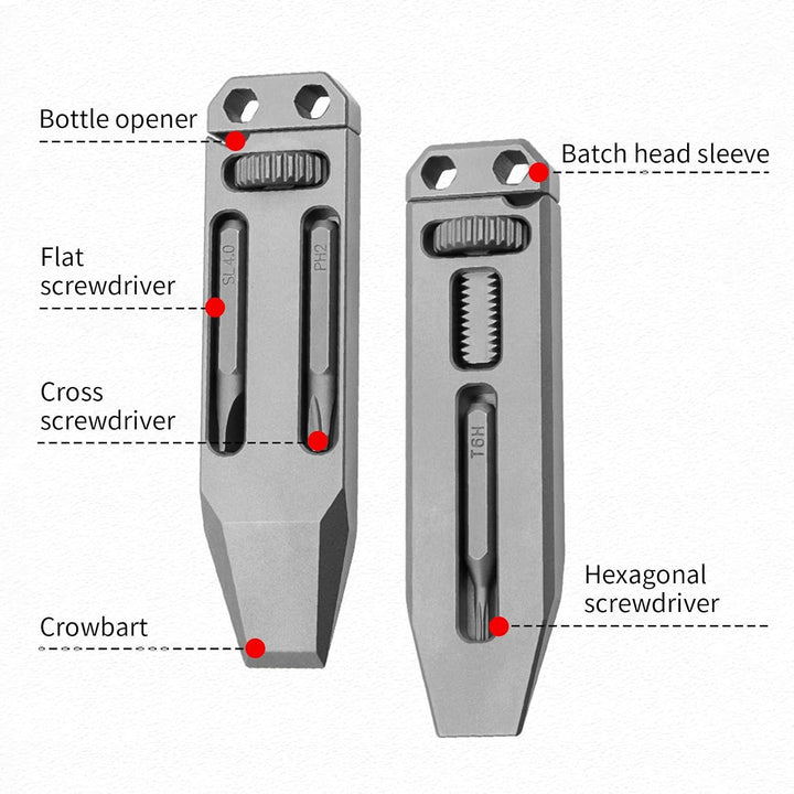 EDC Multifunktionswerkzeug - Brecheisen, Titan Hebeleisen, Mini Brechstange, Stemmeisen, Kleine Hebe
