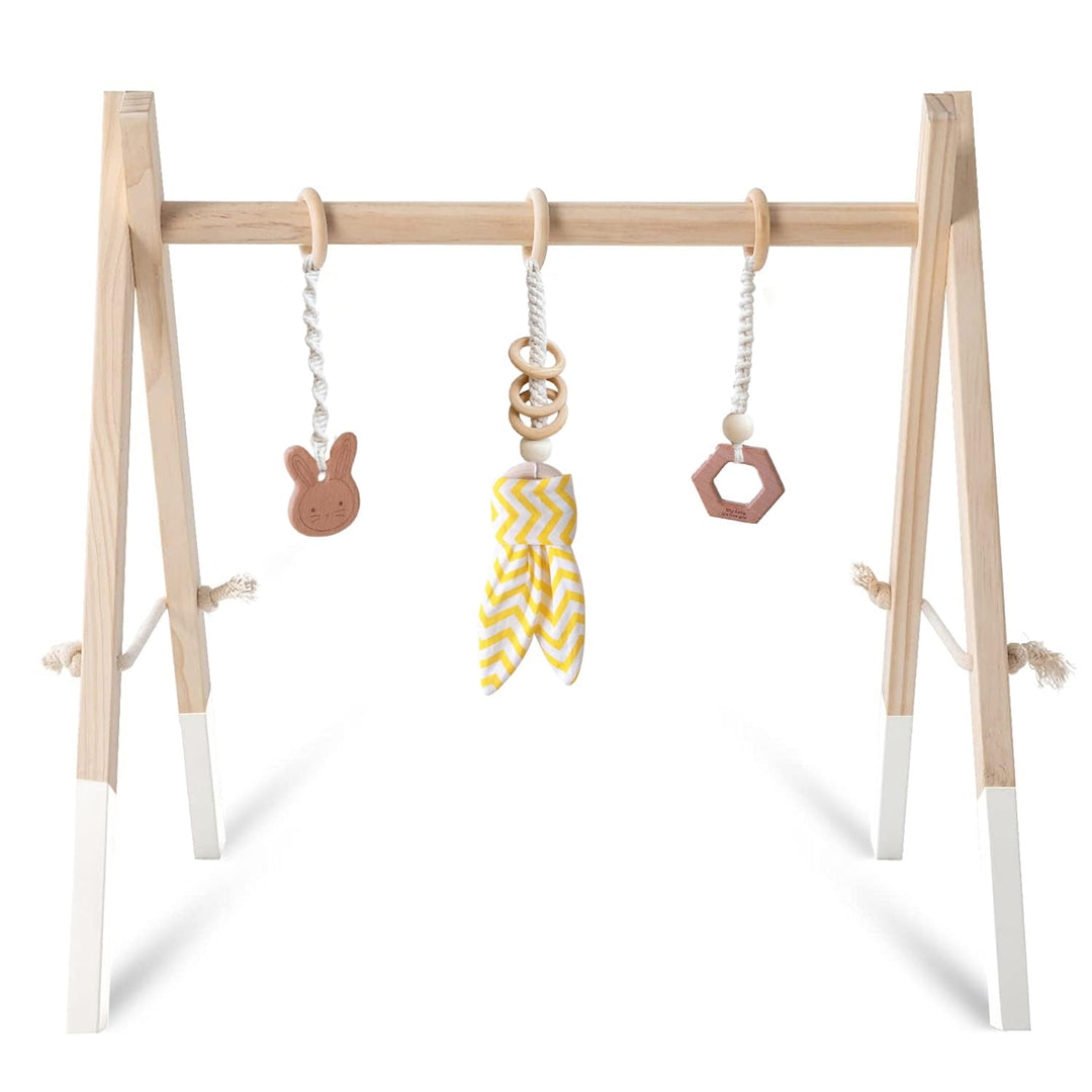 Caudblor Spieltrapez Holz Babyspielzeug Puzzle Gym inkl. Anhänger Babygymnastik aktiv Spielzeug Baby