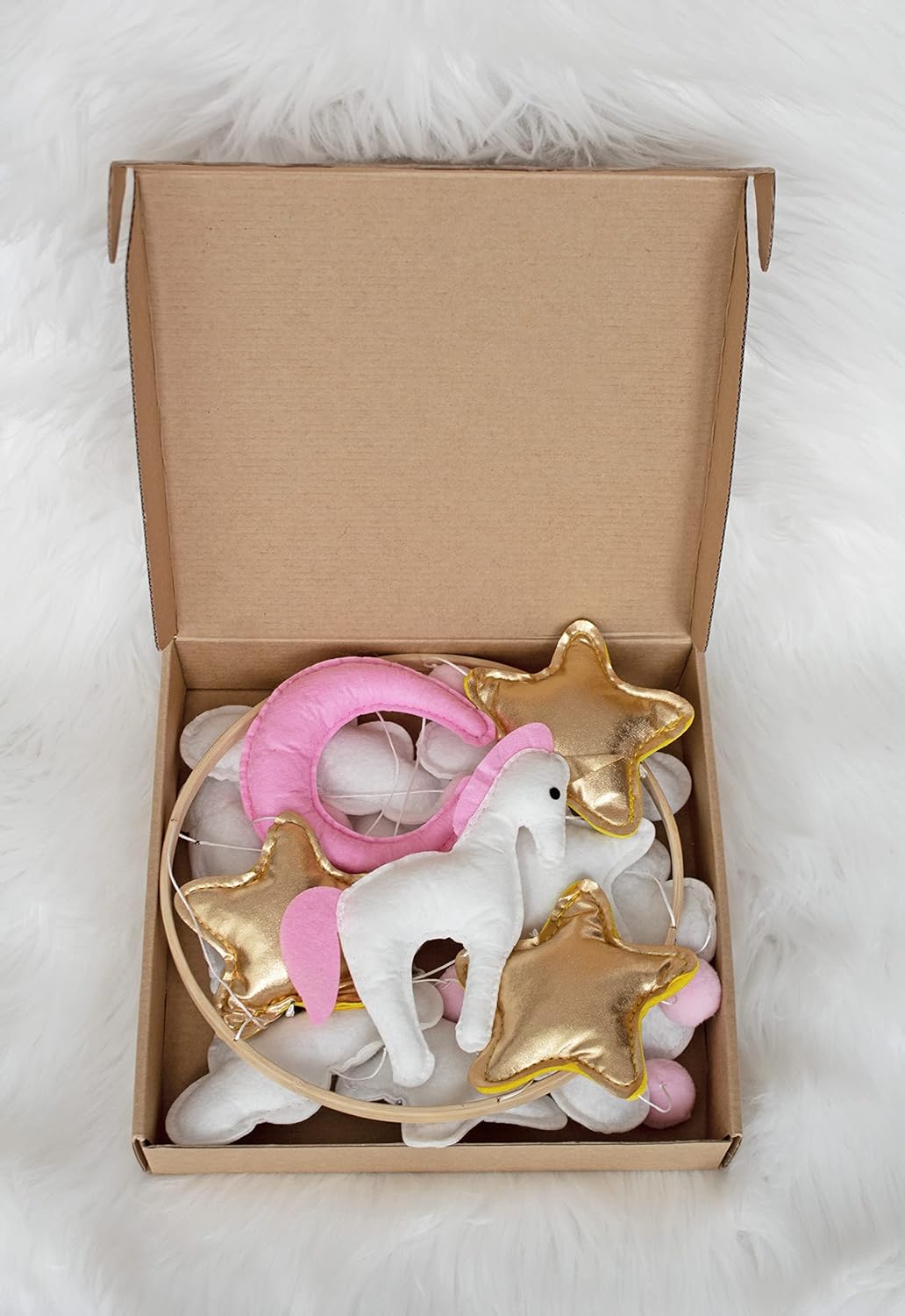 BABYLEDO Mobile für Babybett mit Geschenkbox, Traumfänger, Bettglocke, Holz, Babyzimmer Dekoration,