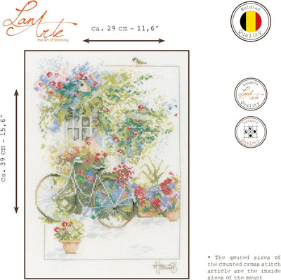 Lanarte Zählmusterpackung Fassade mit Blumen Zählstoff Kreuzstichpackung, Baumwolle, Mehrfarbig, 29