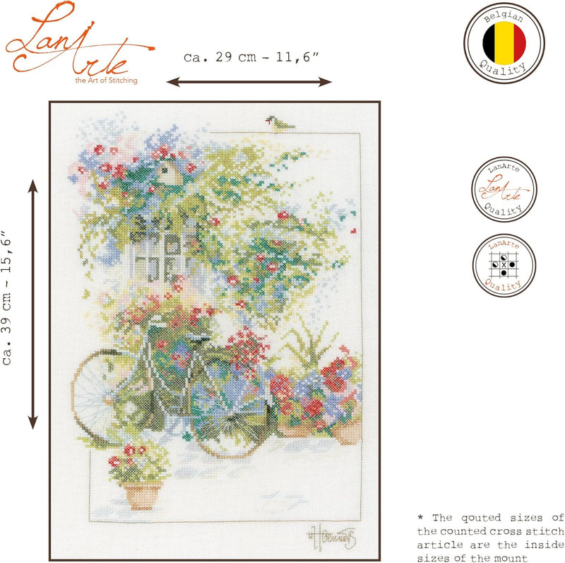 Lanarte Zählmusterpackung Fassade mit Blumen Zählstoff Kreuzstichpackung, Baumwolle, Mehrfarbig, 29