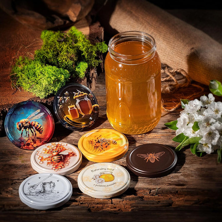 KADAX 24er Set Einmachgläser 900ml TO82 Gelbe Biene, Grosse Sturzgläser mit Schraubdeckel, Einkochgl