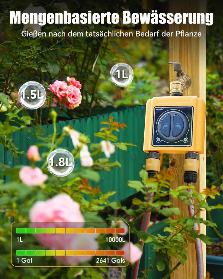 RAINPOINT Bewässerungscomputer WLAN 2 Ausgänge mit Messingeinlass und -auslass,Zeitschalter mit Rege