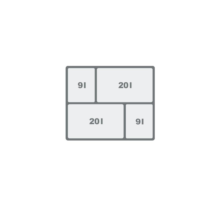 REJS Einbau-Mülleimer für 60 cm Schrank 4-fach Abfallsystem mit Deckel Soft-Close & Vollauszug 56,4