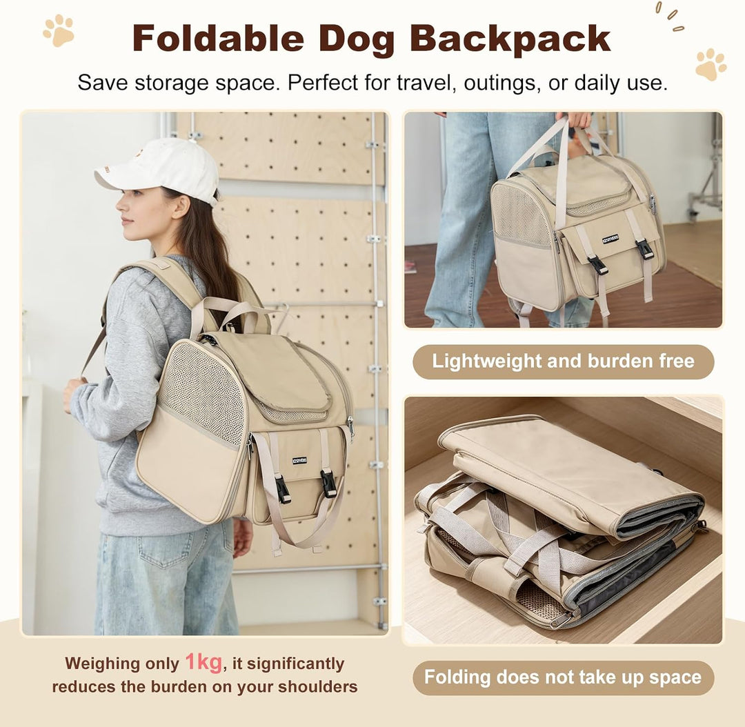 Erweiterbarer Katzenrucksack &amp; Hunderucksack, bis 8 kg (Khaki), Khaki
