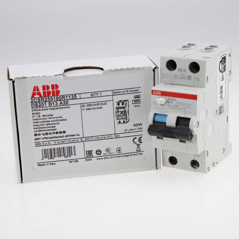 ABB DS201 B13 A30 FI/LS-Schalter 6kA 1P+N TypA B13 30mA