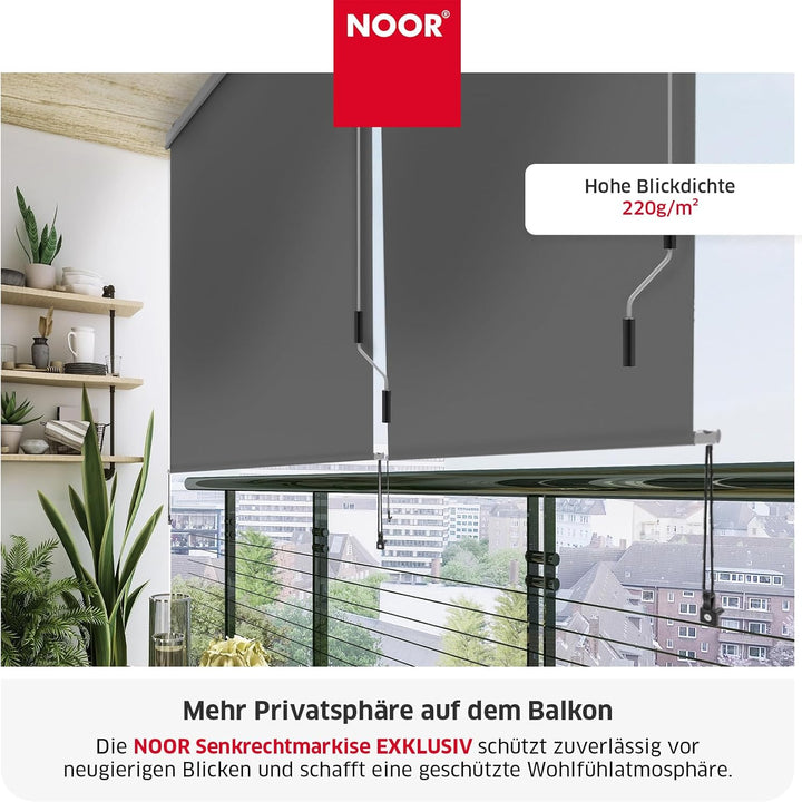 NOOR Senkrechtmarkise 1,5 x 2,5 m I Hochwertige Markise aus strapazierfähigem Polyester (220g/m²) fü