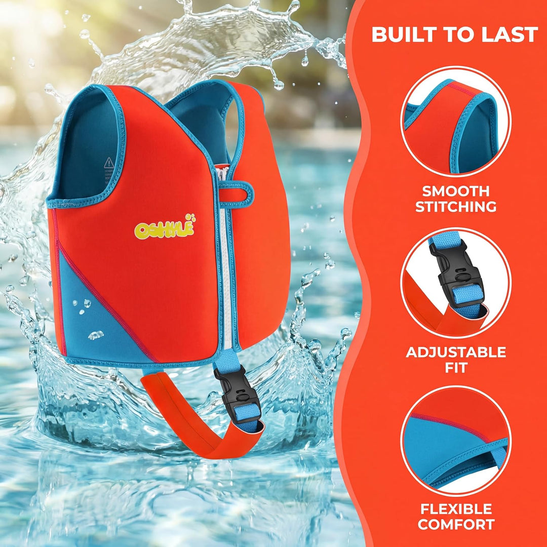 OSHYLE Kinder Schwimmweste - Jungen Mädchen Neopren Schwimmen Jacke Kleinkind Schwimmen Floating Neo