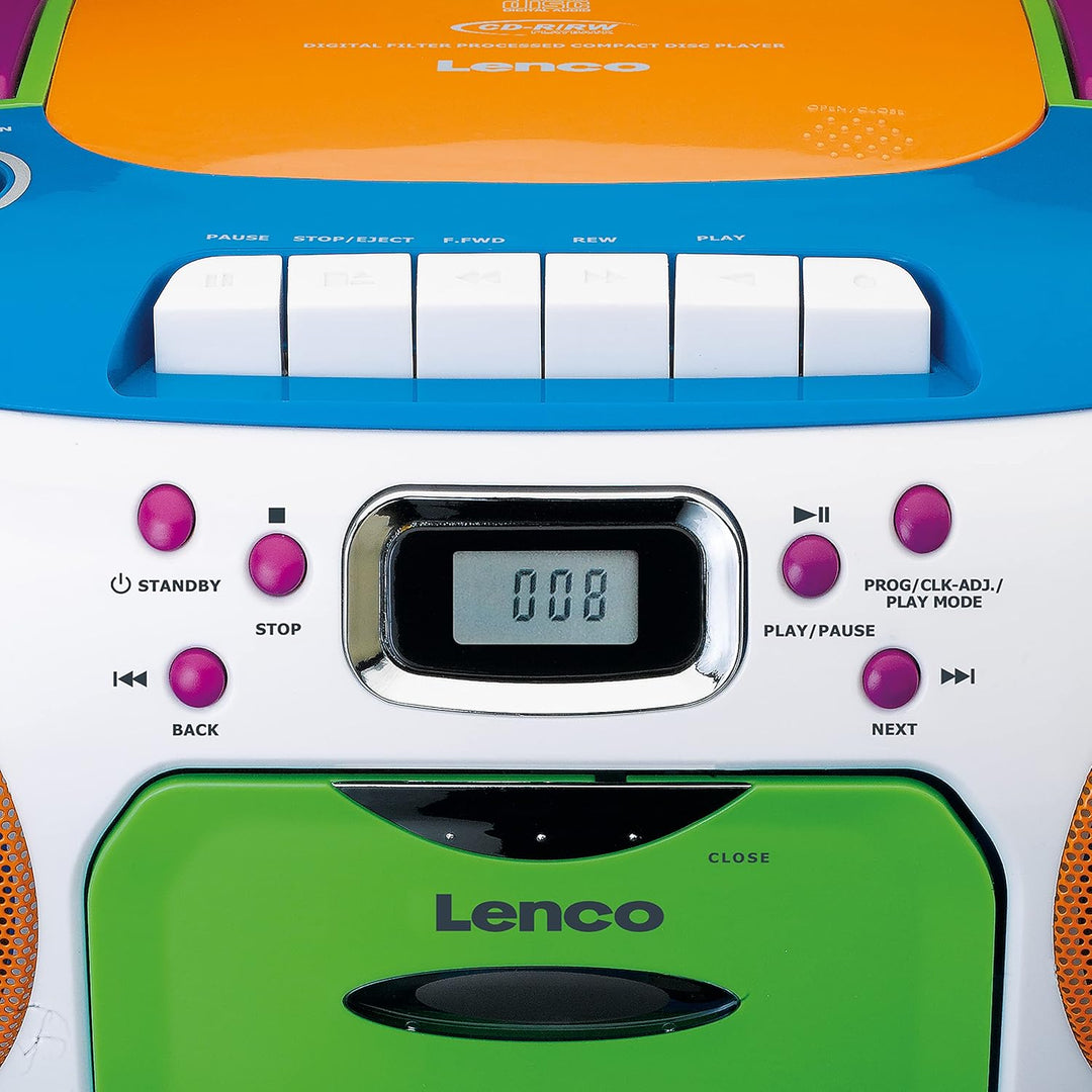 Lenco SCD-971 -Kinderradio - Kassettenradio mit CD - CD-Radio - Kassettenplayer - Stereo Lautspreche