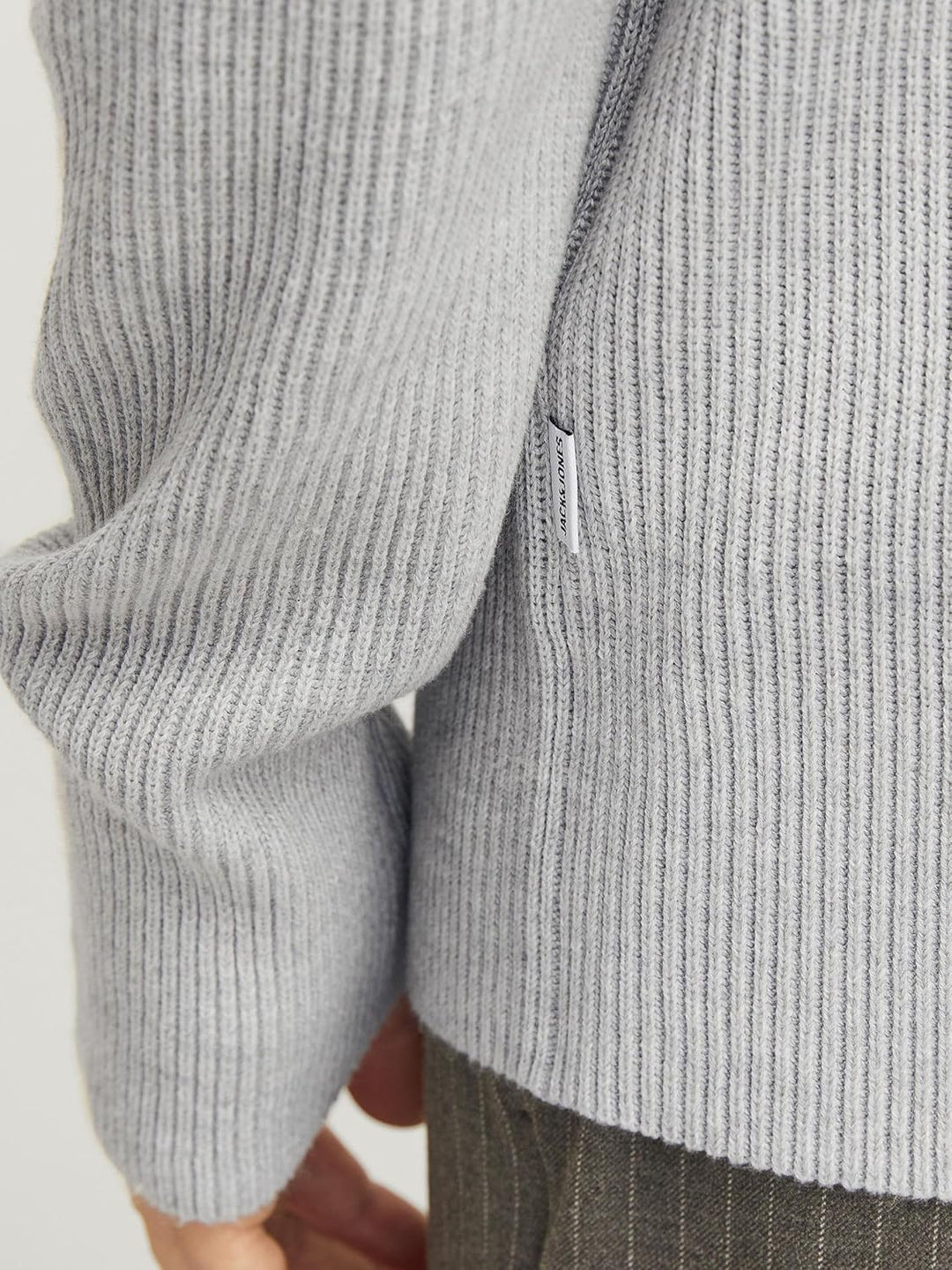 JACK & JONES Male Strickpullover Einfarbig Strickpullover XS Light Grey Melange, XS Light Grey Melan