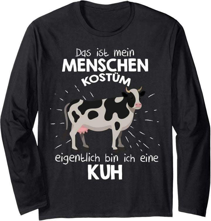 Mein Menschen Kostüm Bin ich eine Kuh, Halloween Outfit Langarmshirt