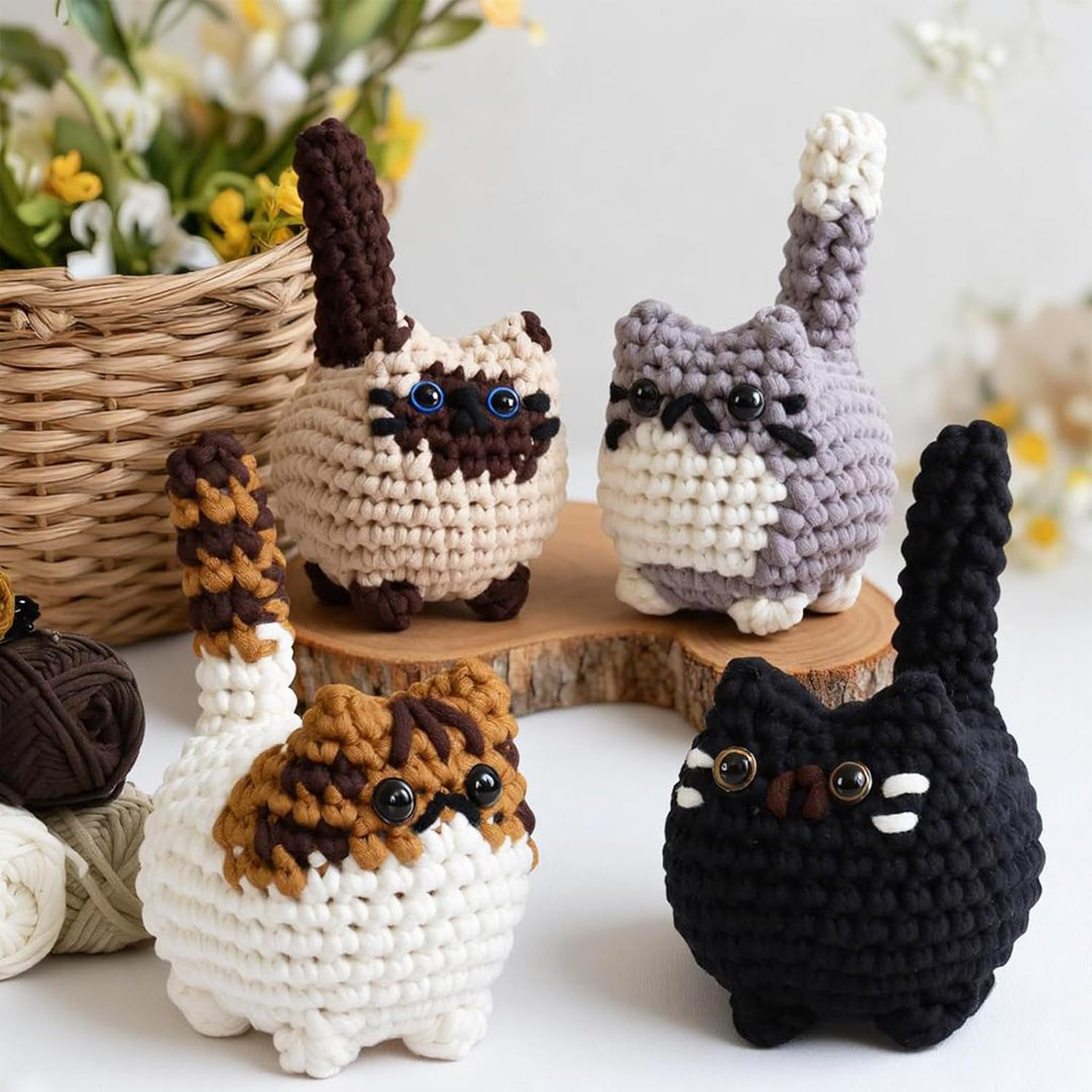 MEIVINES Häkelset für Anfänger Häkelset Tiere Häkeln Katzen Stricken für Anfänger Set Häkeln Kit für