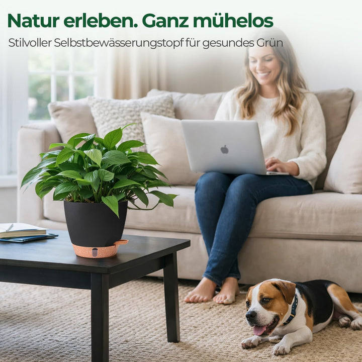 T4U 2er Set Automatische Bewässerung Übertopf 20 cm Durchmesser, Kräutertopf Küche, Kräutertöpfe – g