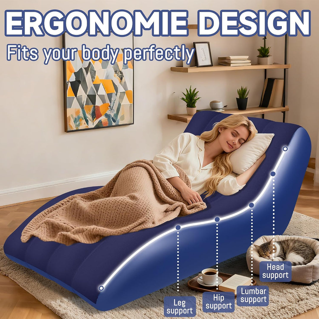 Luxfero Aufblasbares Sofa für Camping, Aufblasbarer Sessel mit Beflockter Oberfläche, Bequemes Lufts
