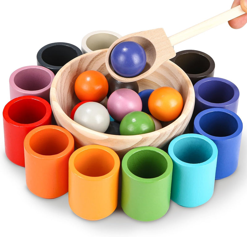 LEAZZLE Bälle im Becher Montessori Spielzeug 2 Jahre, Sensorik Spielzeug，Sortierspiel ab 2 Jahre und