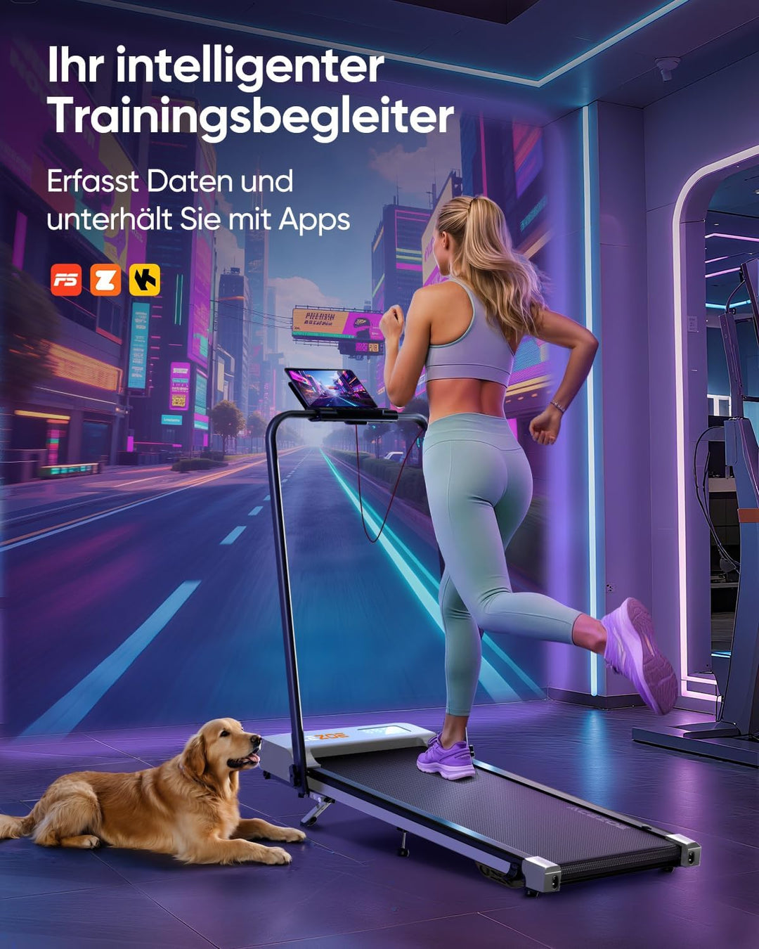 6 in 1 laufband für zuhause klappbar,Walking Pad mit Steigung 10% in 3 Stufen und Griff, Treadmill f