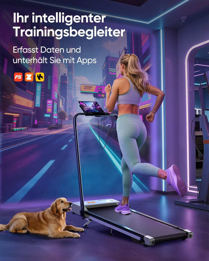 6 in 1 laufband für zuhause klappbar,Walking Pad mit Steigung 10% in 3 Stufen und Griff, Treadmill f