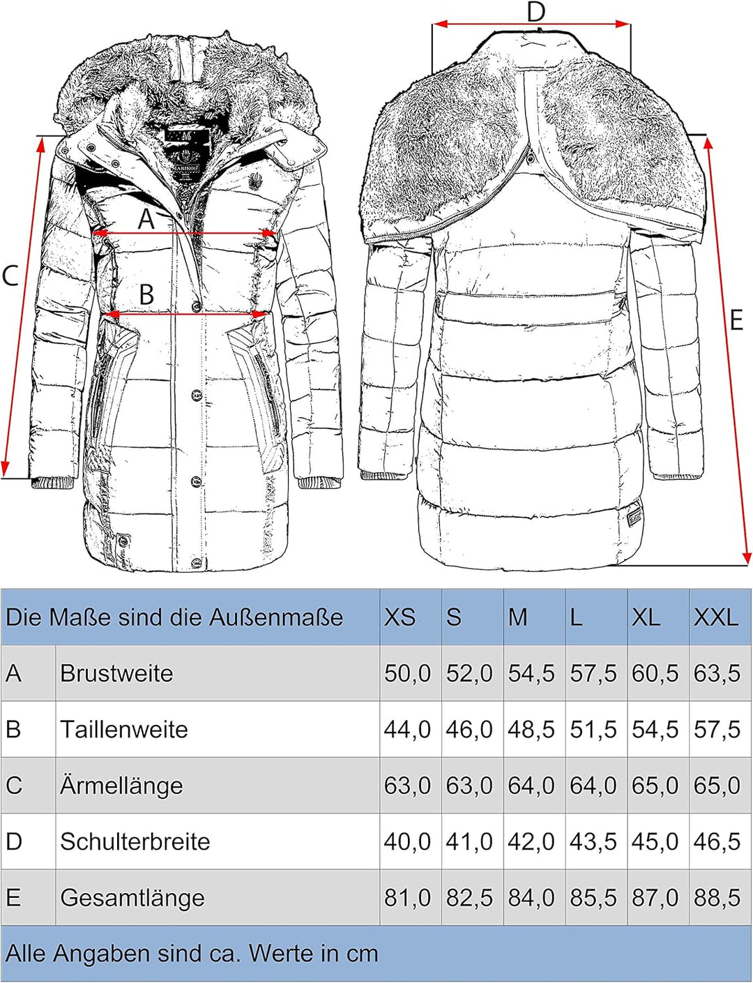 MARIKOO Damen Warmer Winter Steppmantel mit Kapuze Lieblings Jacke XS-XXL XS Blood Red, XS Blood Red