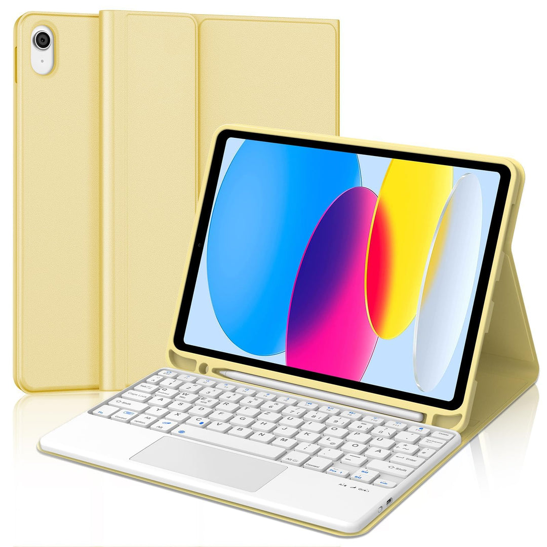 JADEMALL Hülle mit Tastatur für iPad 11./10. Generation, Mit Touchpad, Ohne Beleuchtung, QWERTZ DE L