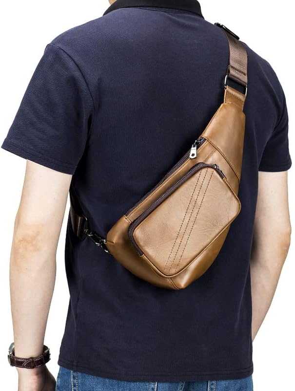 MANNUOSI Leder Umhängetasche Herren Schultertasche Leder Arbeit Taschen Mann Handtasche Herren Messe