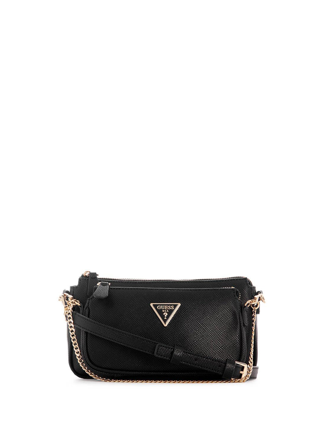 GUESS Damen Noelle Dbl Pouch Crossbody Bag Schwarz, Schwarz