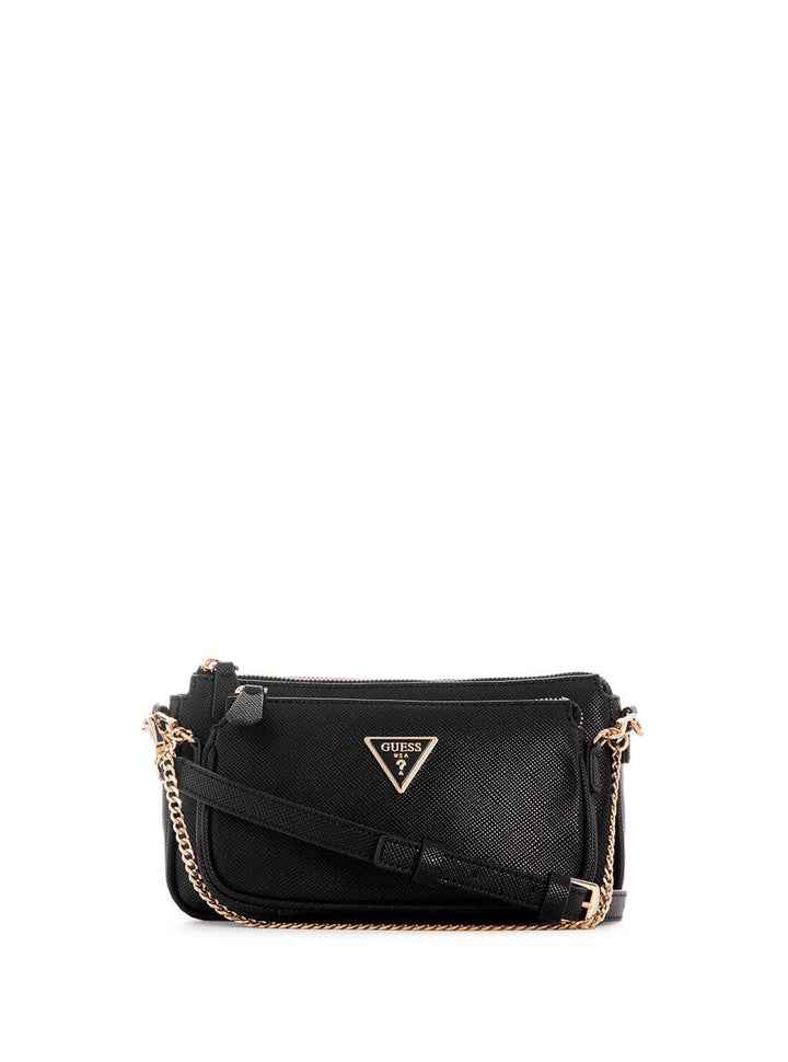 GUESS Damen Noelle Dbl Pouch Crossbody Bag Schwarz, Schwarz