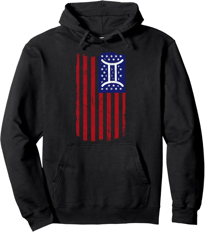 Zwillinge amerikanische Flagge Mai Juni Geburtstag Tierkreis Pullover Hoodie