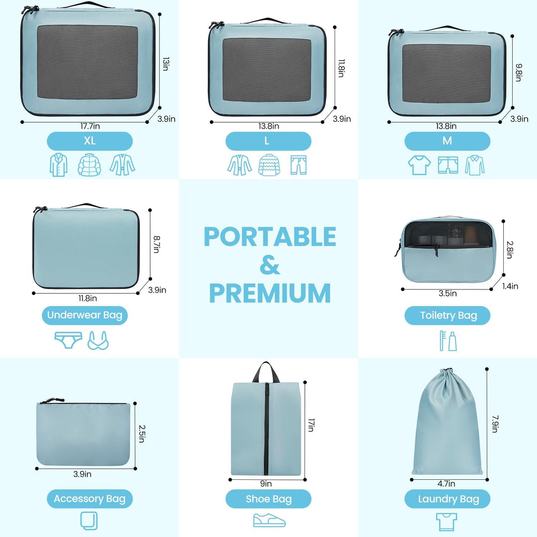 Packing Cubes for Suitcase 8 Set, Leichtgewichtige Gepäck Packing Organizer Packing Cubes für Reisez