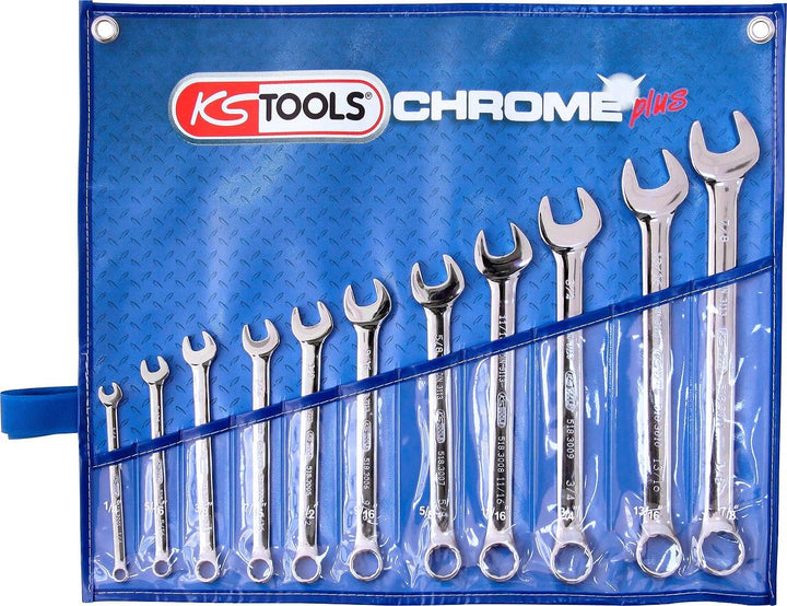 KS Tools 518.3000 CHROMEplus Ringmaulschlüssel-Satz, abgewinkelt, 11-tlg. Zoll