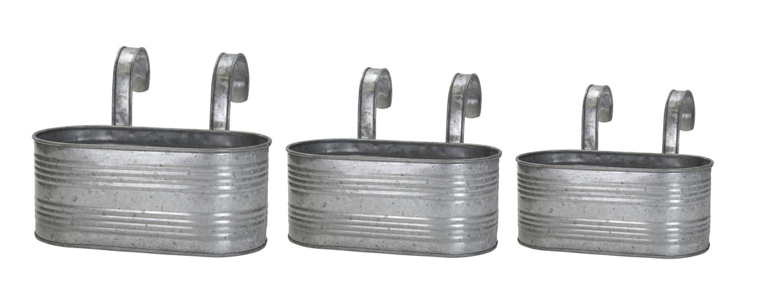 DARO DEKO Balkonkasten mit Henkel verzinkt - 3er Set - Balkonhänger Balkontopf, 3er Set