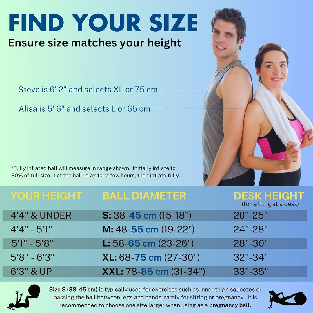 ProBody Pilates Ball, Gymnastikball, Yogaball, Stabilitätsballstuhl, mehrere Grössen, Geburtsball in
