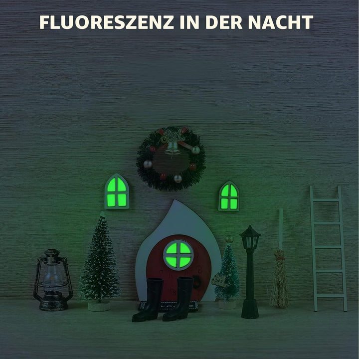 Wichtel Zubehör Weihnachten, 12 PCS Wichteltür Zubehör, Miniatur Wichtel Zubehör, Nachts Leuchtende