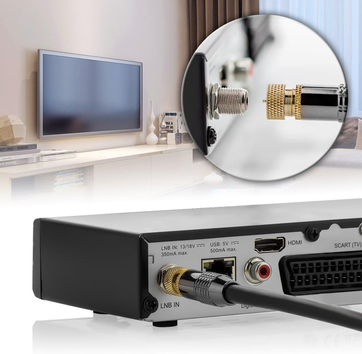 deleyCON 12,5m SAT Antennenkabel Satellitenkabel Koaxialkabel - HDTV Full HD - F-Stecker 90° Grad Ge