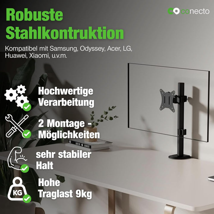 conecto Monitorhalterung, höhenverstellbare Halterung für 1 Bildschirm, 17 bis 32 Zoll, neig- und sc