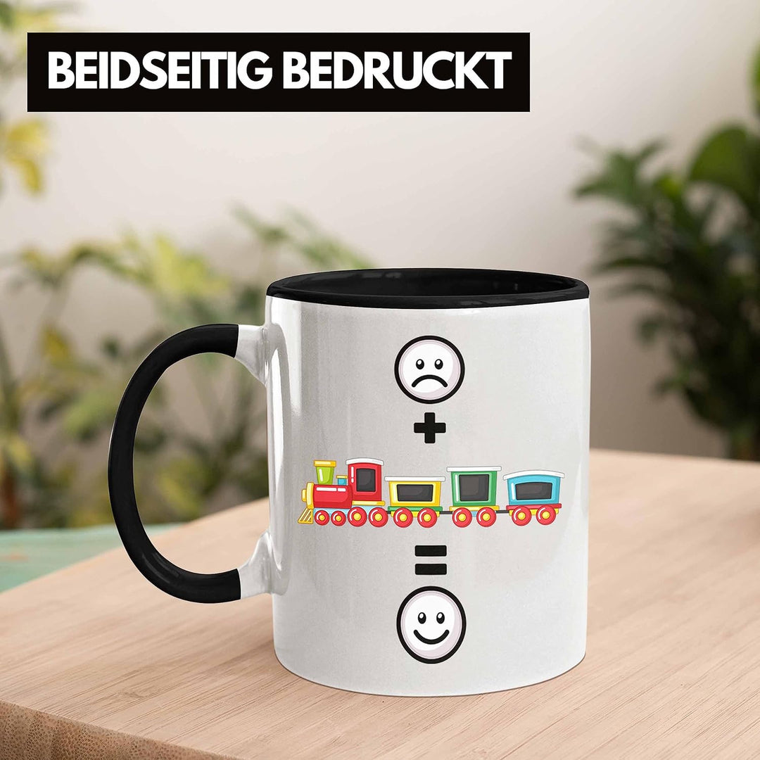 Trendation - Eisenbahn Tasse Geschenk für Eisenbahner Modelleisenbahn :(+ Eisenbahner = :) Lustige G