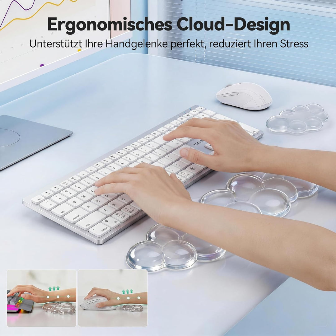 TECKNET Wolke Handballenauflage Tastatur, Ergonomisches, Gel-Füller & Weich und Bequem, Gegen Müdigk