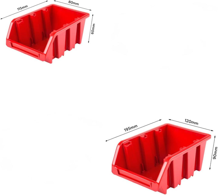 Lagersystem Werkstattregal | 172 x 78 cm | 50 stck. Box | Wandregal mit Werkzeughalterungen und Stap
