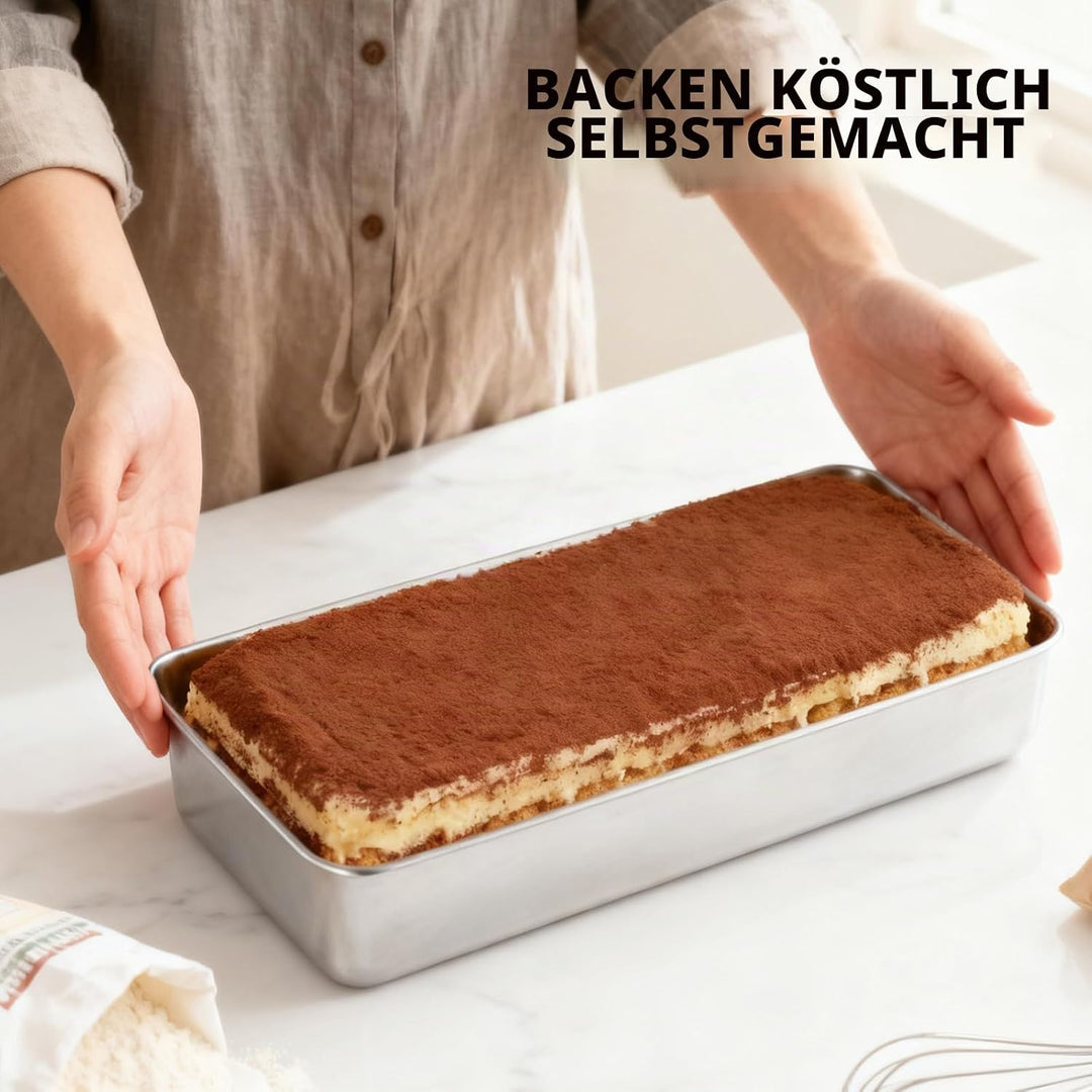 Grosse Edelstahl Brotbackform 2er-Set: Edelstahl Rechteckig Toastbrot Backform für Brot/Kuchen/Toast