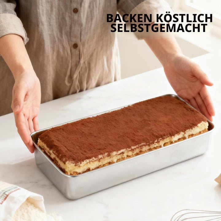 Grosse Edelstahl Brotbackform 2er-Set: Edelstahl Rechteckig Toastbrot Backform für Brot/Kuchen/Toast